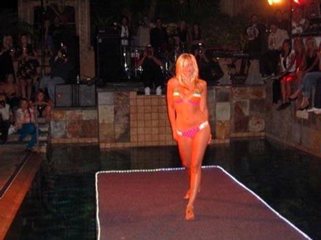 The Lost fashion show at Joel Cooperäó»s house in Laguna Beach. The runway extended into the pool.