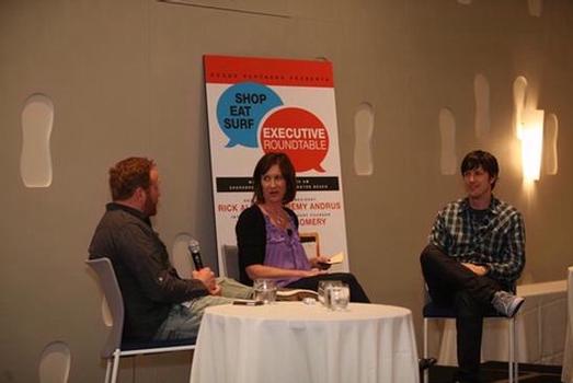 Skullcandy CEO Rick Alden and President Jeremy Andrus with SES Founder Tiffany Montgomery at the March 30 Executive Roundtable. Photo by Michael Kitada.