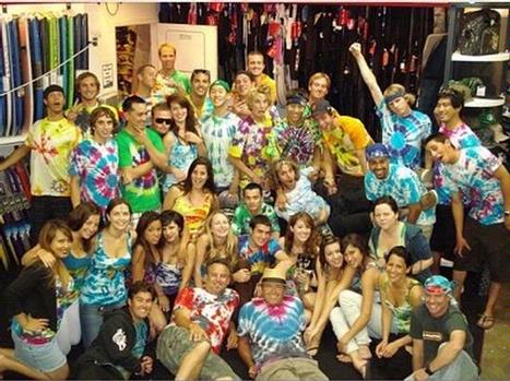 The ZJ Boarding House team on a sale day. Mikke Pierson is in the front row in the red-and-white shirt.
