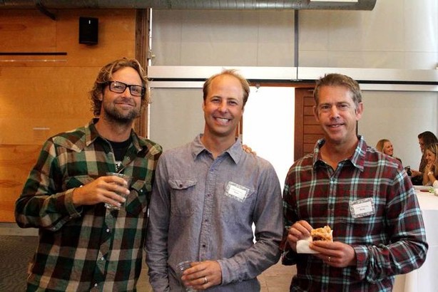 Charlie Anderson of Transworld with Rusty's Charlie Setzler and Casey Fleming.