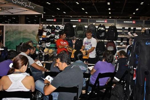 Quiksilver shows its line to retailers at Surf Expo in September. Shop-eat-surf file photo.