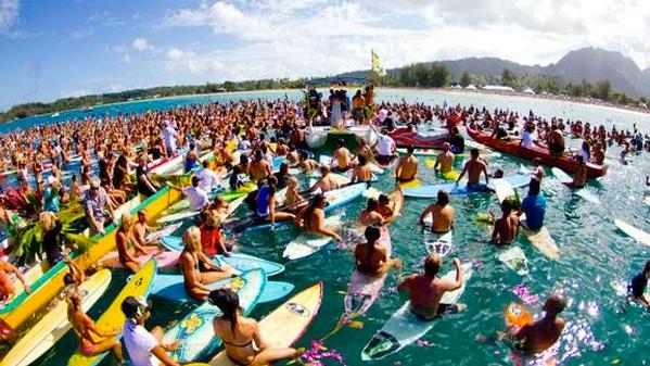 The Andy Irons Memorial Paddleout in Kauai Sunday.
