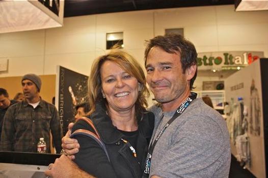 Mammoth SVP Pam Murphy with Quiksilver's Dave Rosenberger at SIA. Photo by Shop-eat-surf.