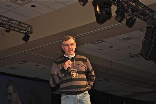 Zumiez's CEO Rick Brooks at the company's 100K party this year. Shop-eat-surf file photo.