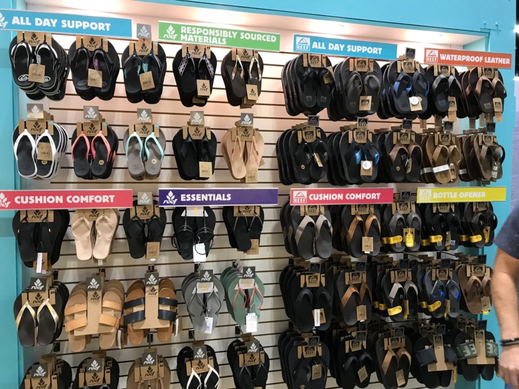 The retail display wall at Reef