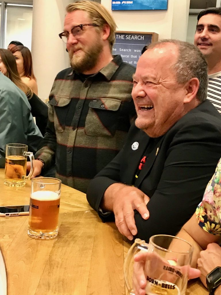 PT Townend enjoying the stories from the Rip Curl founders