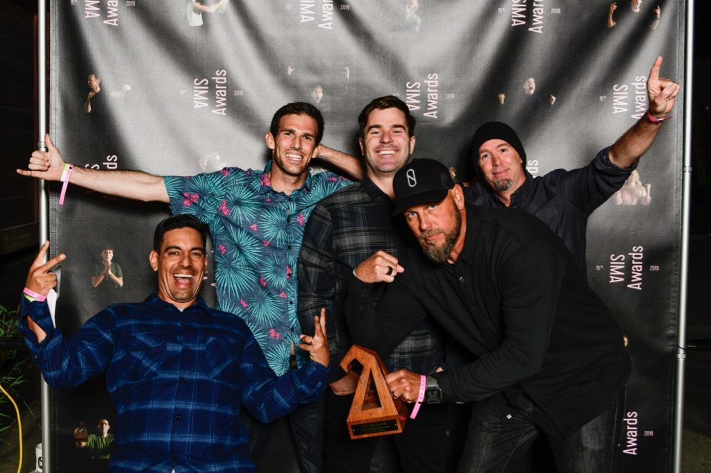 Firewire celebrating the win for Alternative Surfboard - Photo by Hilleman courtesy of SIMA 
