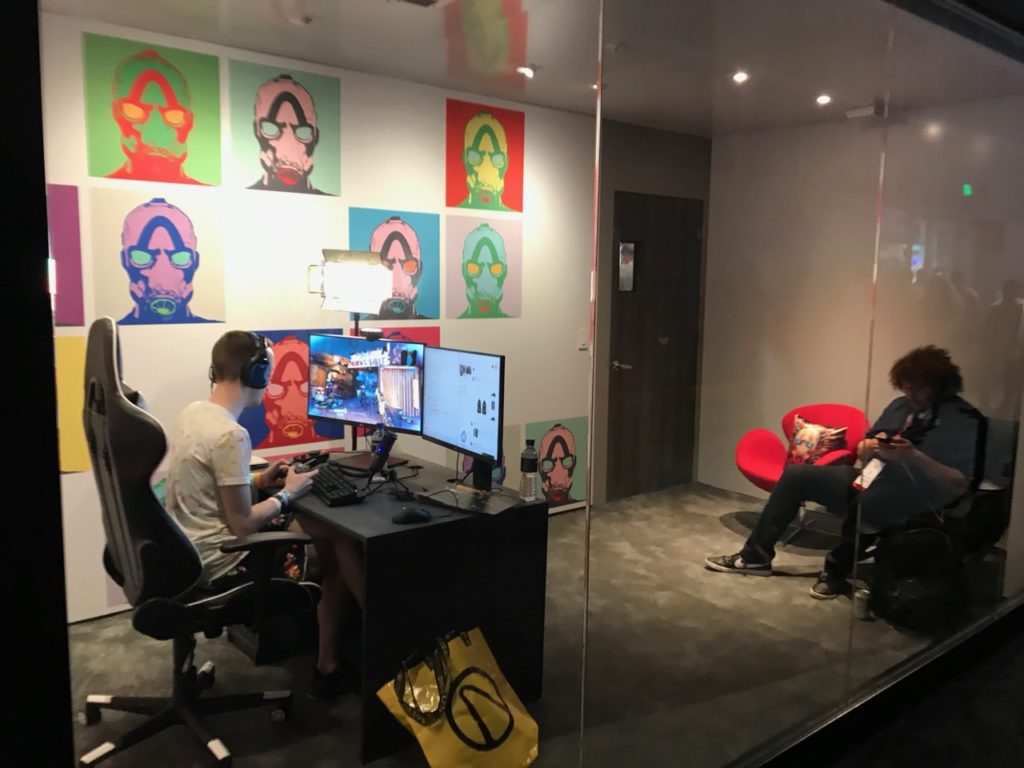 The Borderlands booth included several studios where well-known players live streamed their games 
