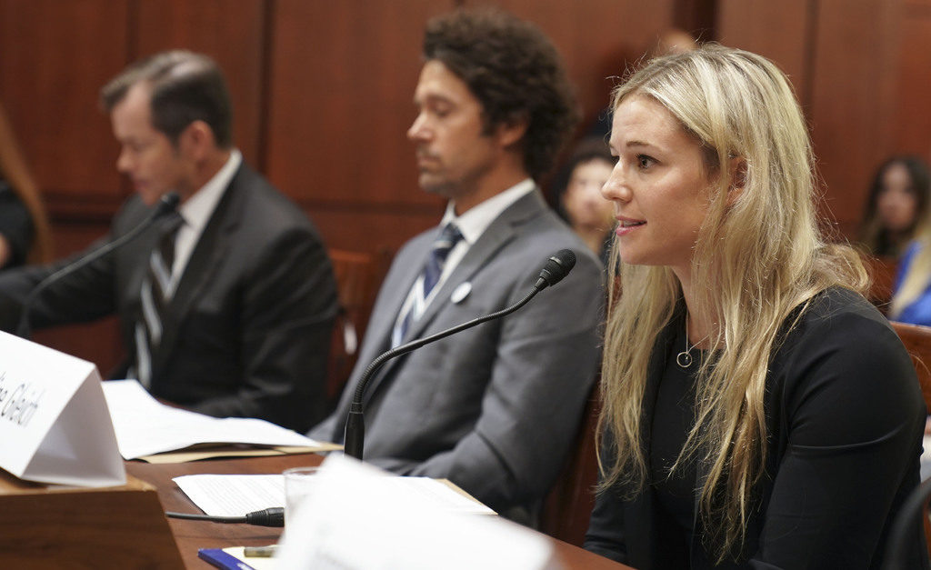 Caroline Gleich testifies before the Democrats Special Committee on the Climate Crisis during Pro Athletes Join Protect Our Winters Action Fund In Urging Congress To Act On Climate Climate, Public Lands at the U.S. Capitol on September 12, 2019 in Washington, DC. Photo by Leigh Vogel/Getty Images