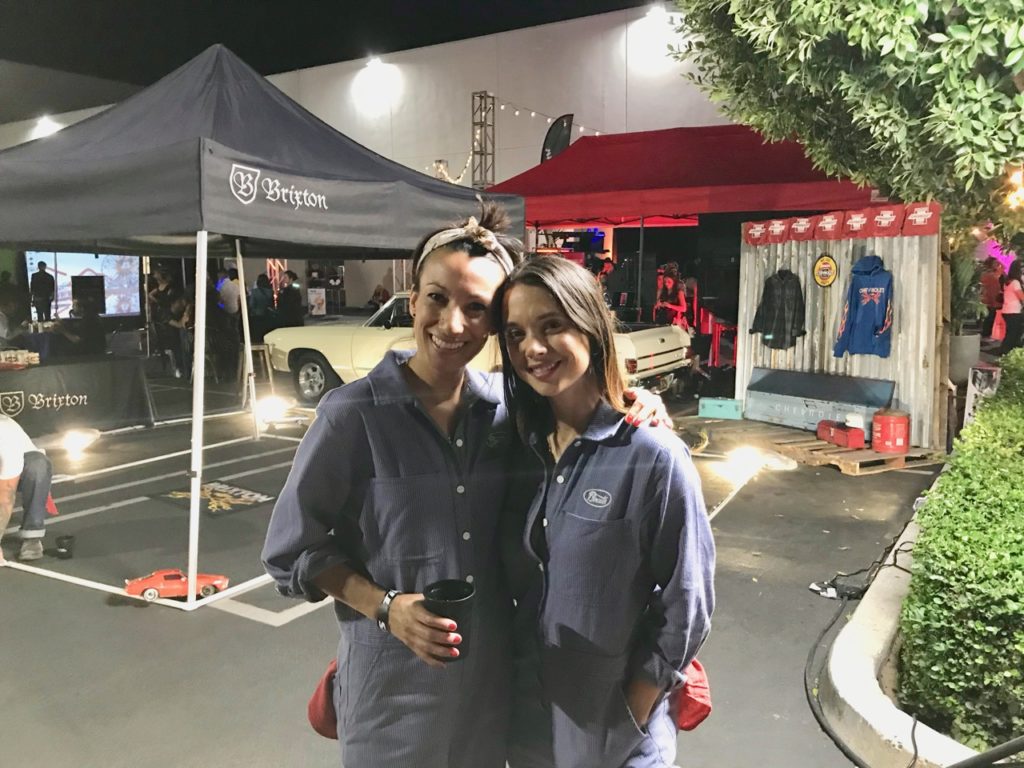 Brixton's Adriana Matthews and Ashley Holthaus. Brixton had a car theme in honor of its collaboration with Chevrolet.