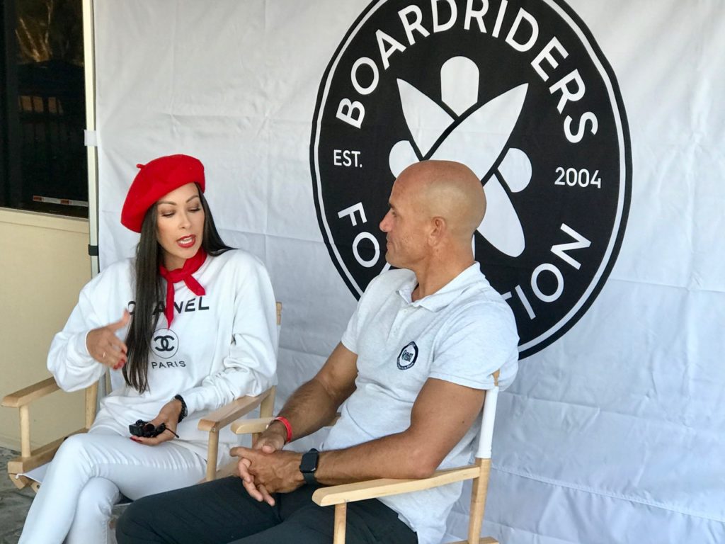 Kelly Slater being interviewed