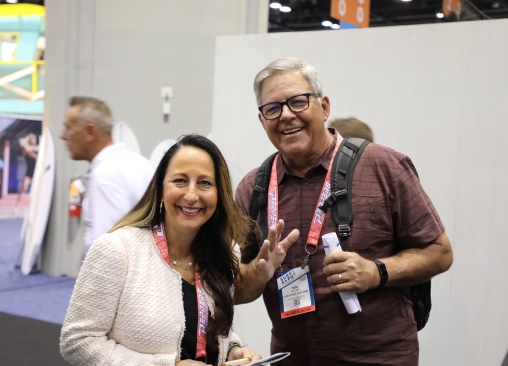 Coco Tihanyi of Surf Diva and Tom Brown of 17th Street