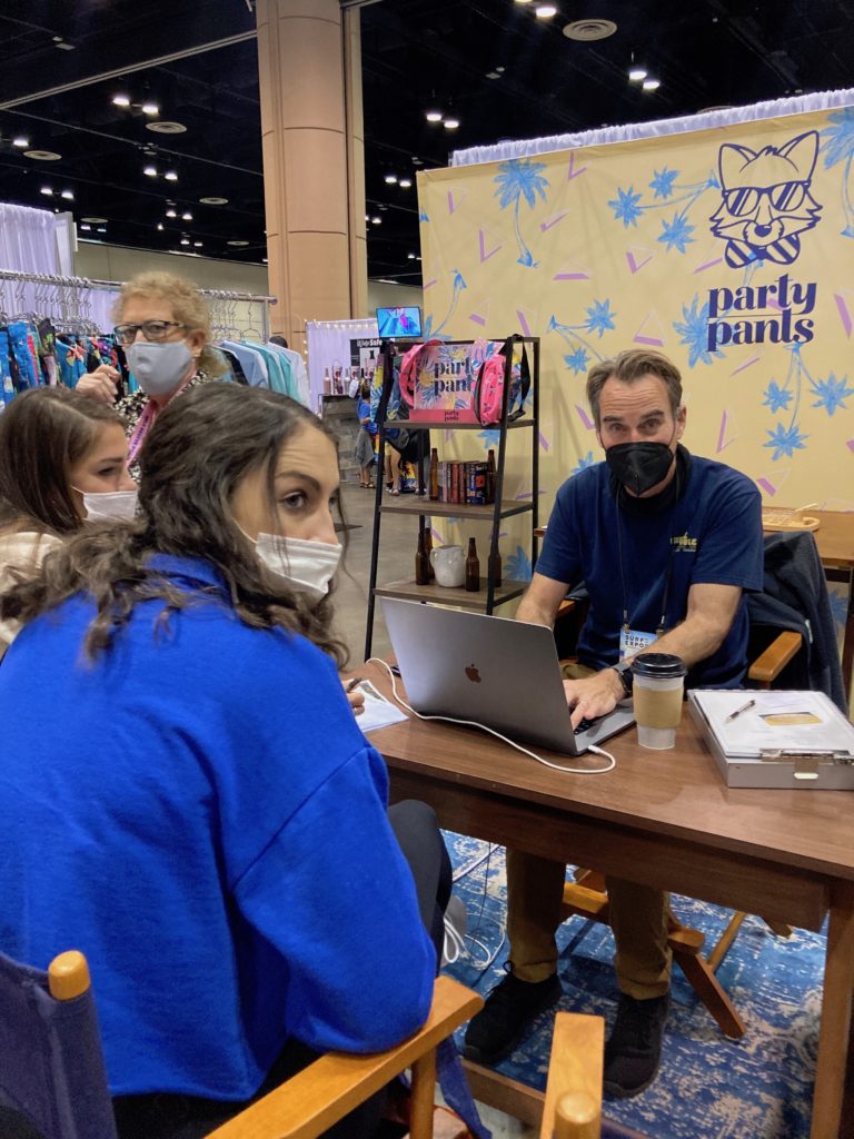 Michael Darr of Party Pants during a meeting with retailers