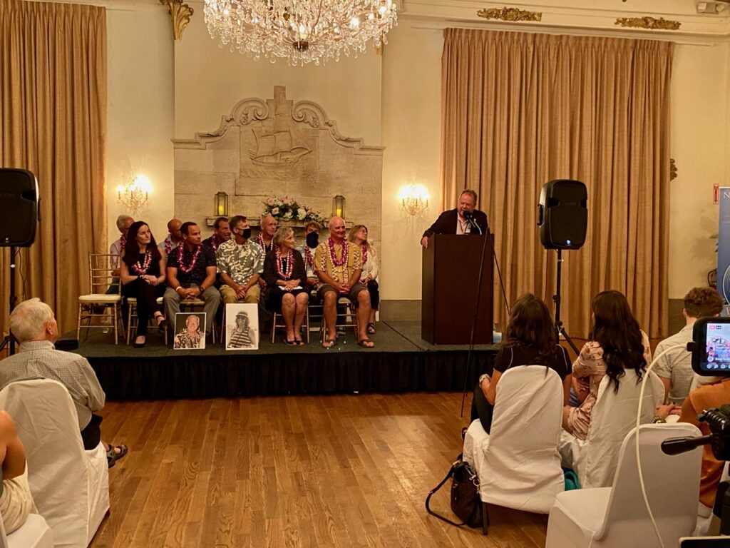 The inductees on the stage during the ceremony, which PT emceed