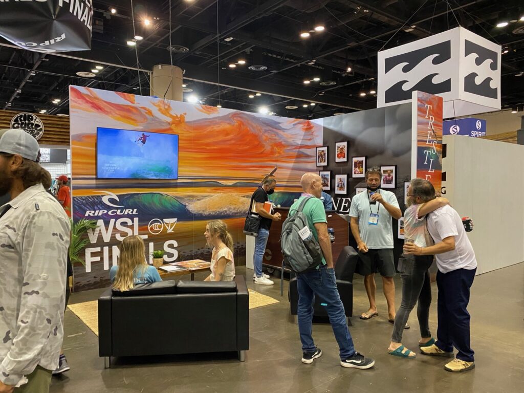 Happy Hour at the Rip Curl booth and WSL lounge