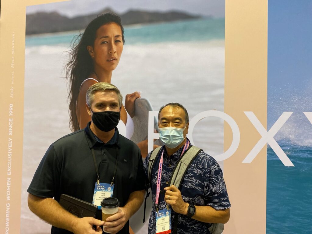 Nate Smith of Boardriders and Leigh Tonai of HIC