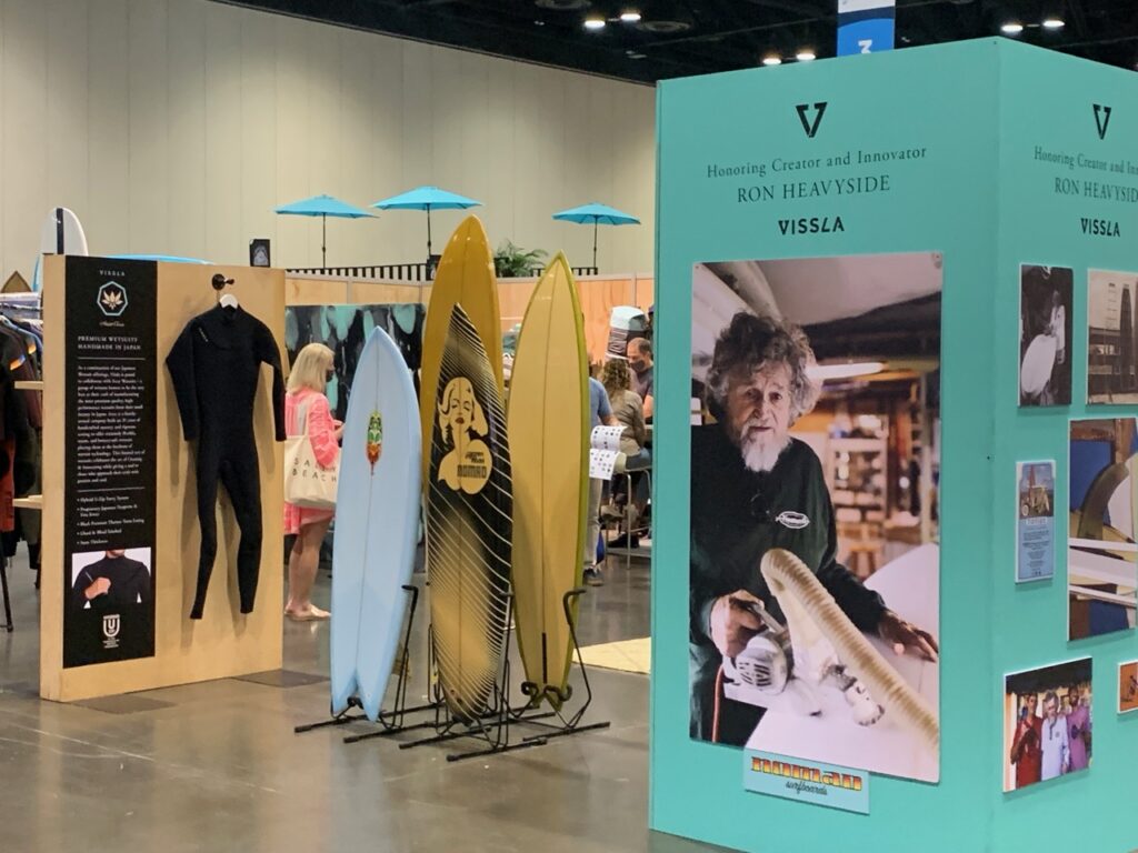 Vintage Surfboard display at Vissla - Photo by SES