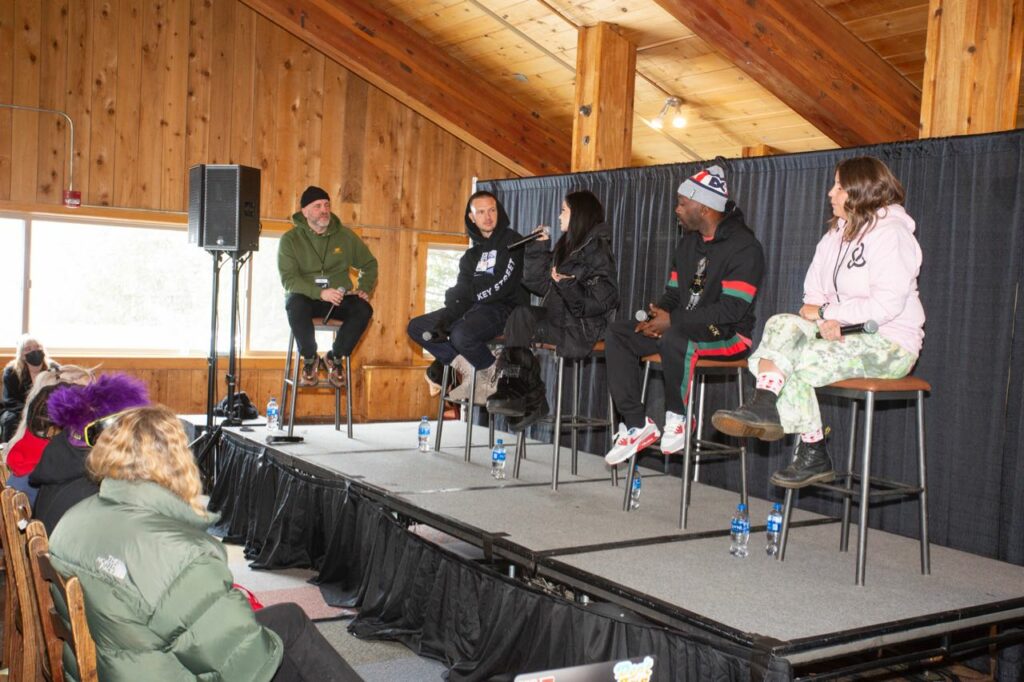 L to R: Zumiez Regional Manager Keith Lowinske, Jaxin Hall of Key Street, Maggie Lindemann of Swixxz, Stevie Williams of DGK, and Shaney Jo Darden of Keep a Breast 