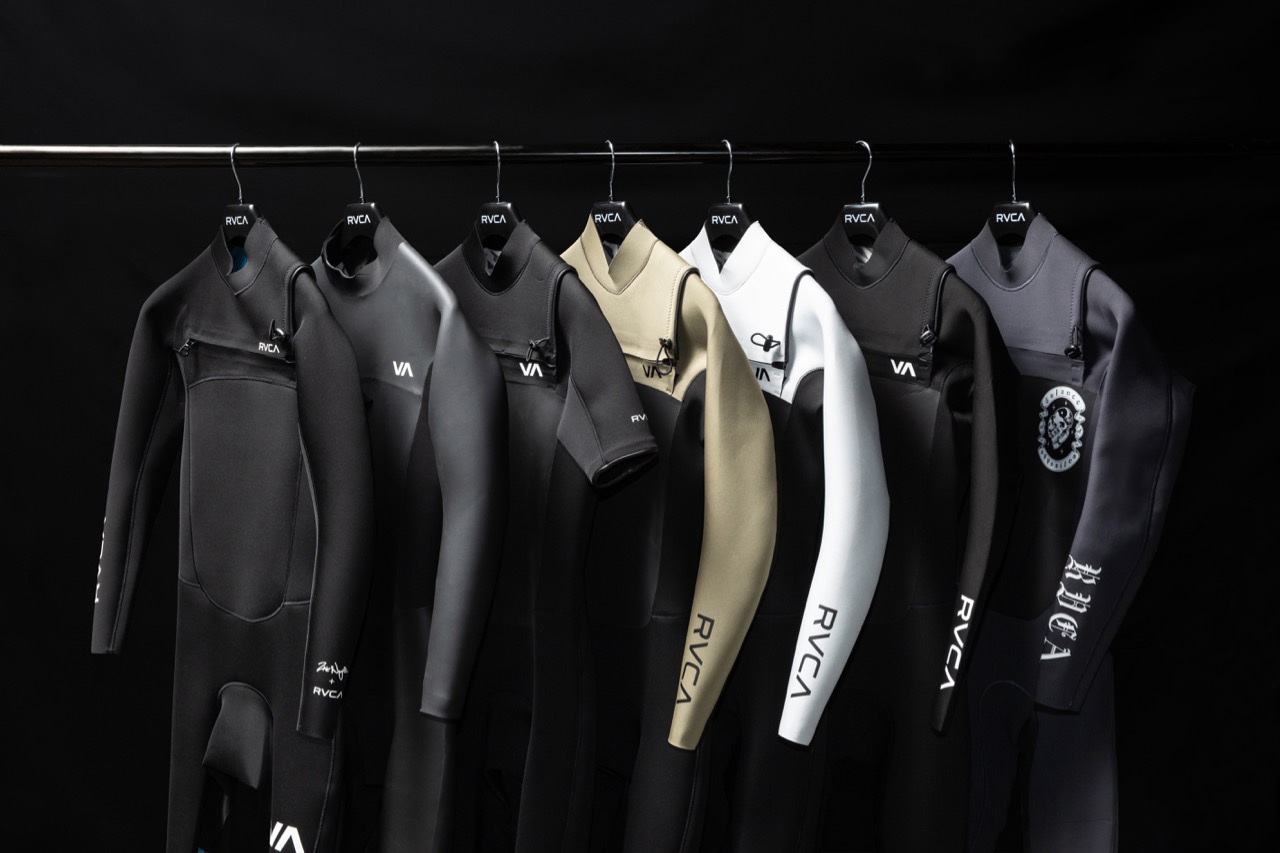 RVCA wetsuits hanging