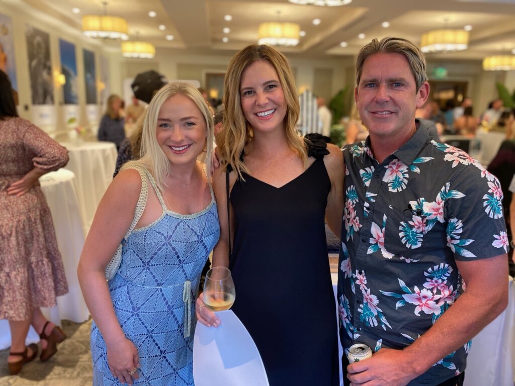Paige Larsh of the WSL and Julia O'Connell with husband PJ O'Connell of Rip Curl