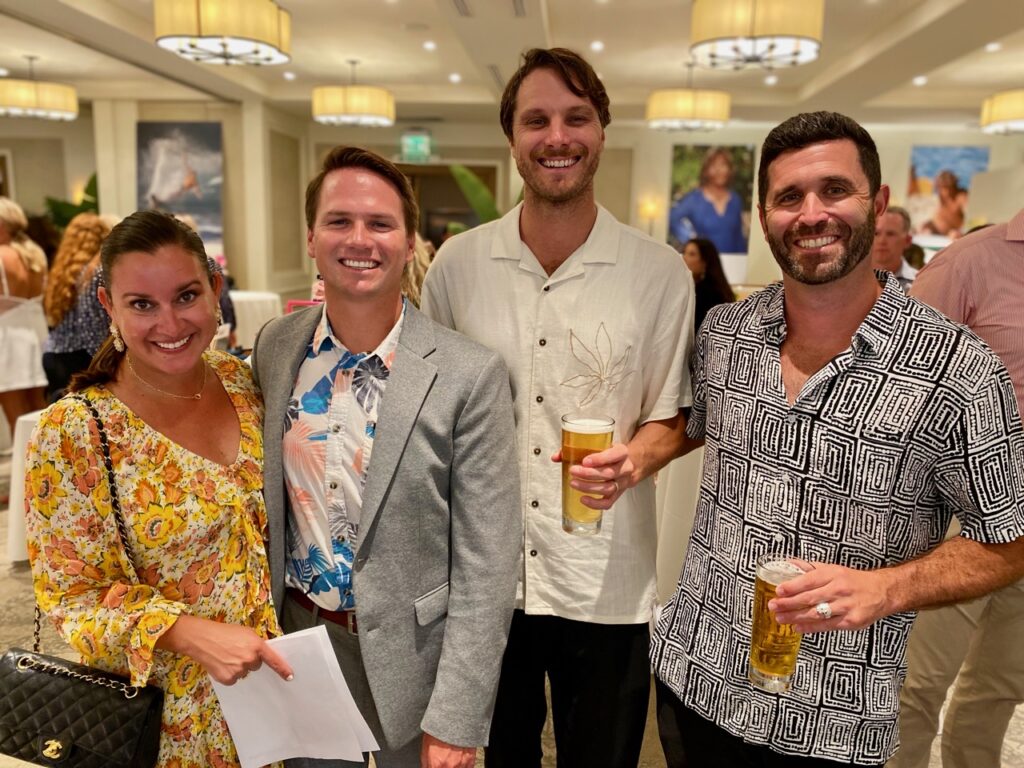 Tanya Slater with husband Dylan Slater of Rip Curl and Brad Lancaster and Mike Wallace of Billabong