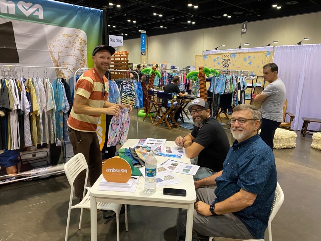 Dustin Odbert of ambsn and Bruce Cromartie and Dan Dodarell of BC Surf & Sport