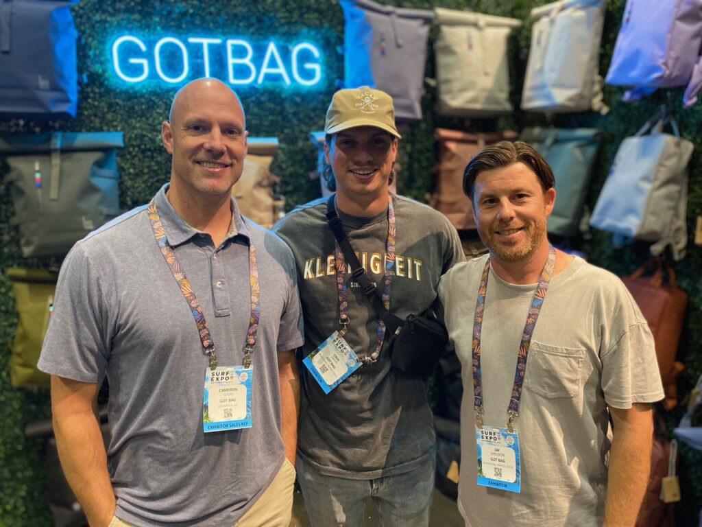 Got Bag's Cameron Gadd, Case Davis and Jay Sheldon - the brand has a major environmental story and has collaborated with Outerknown, among others