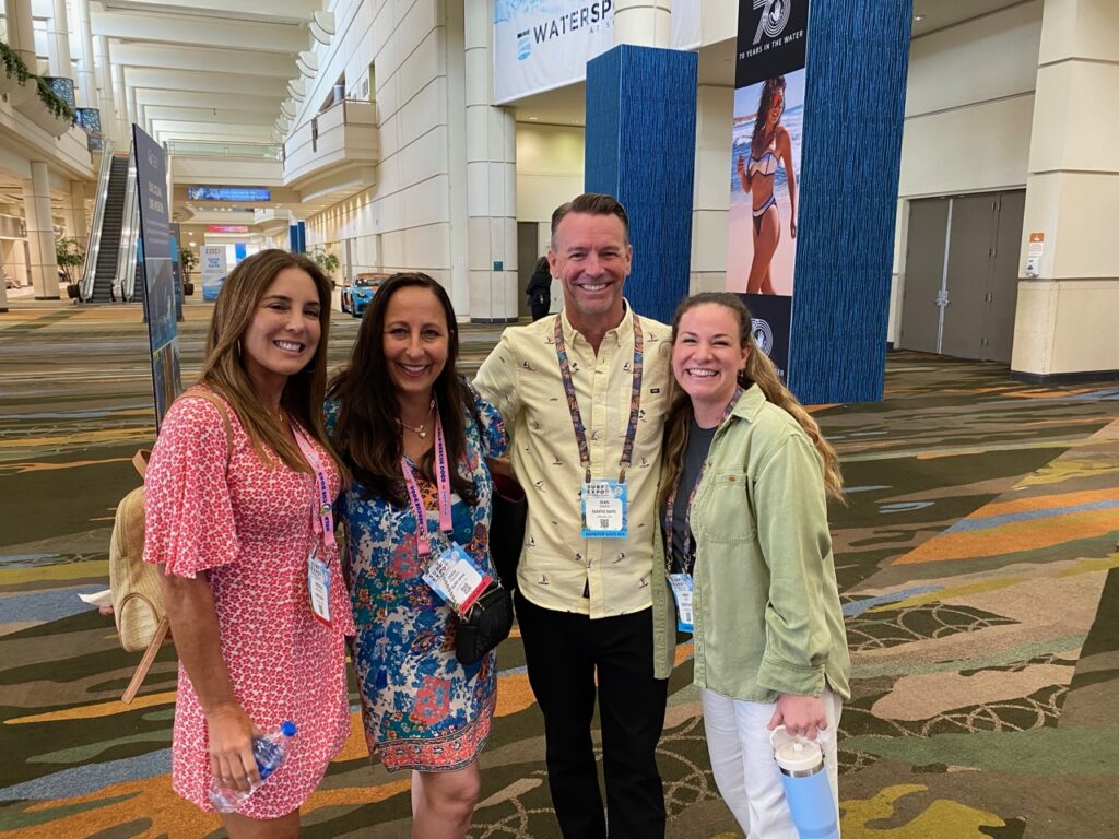 Michelle Mulhall and Coco Tihanyi of Surf Diva, and Sean Smith and Amber Rich of Elastic