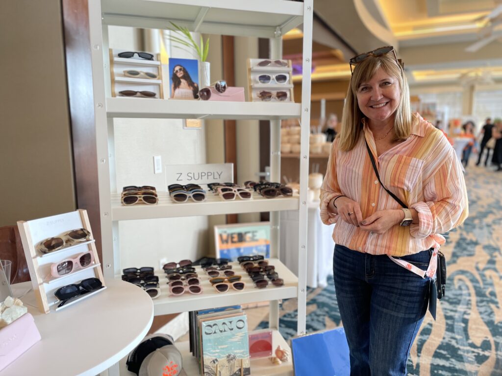 Angi Hart showing Z Supply Eyewear