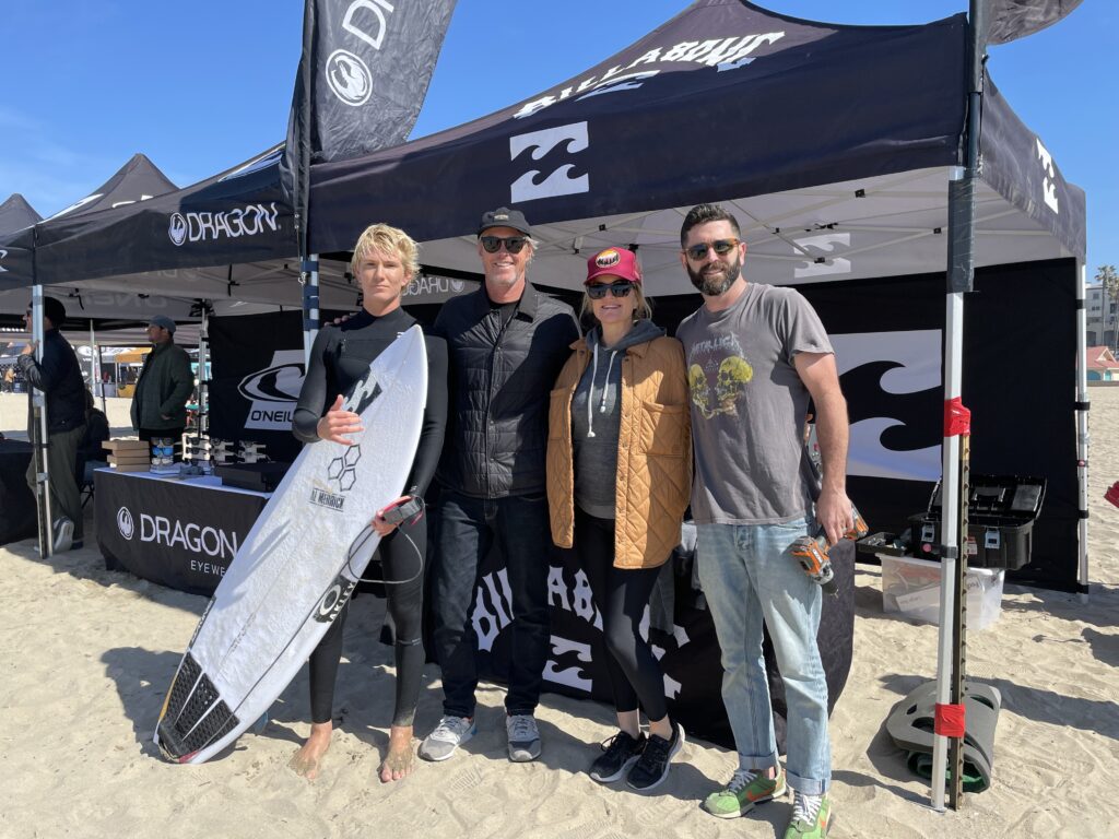 Cole McCaffray, Chad Mitchell, Dori Dutton, and Mike Wallace of Billabong. Photo by SES. 