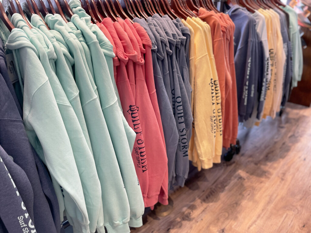 Quiet Storm-branded sweatshirts. Photo by SES. 