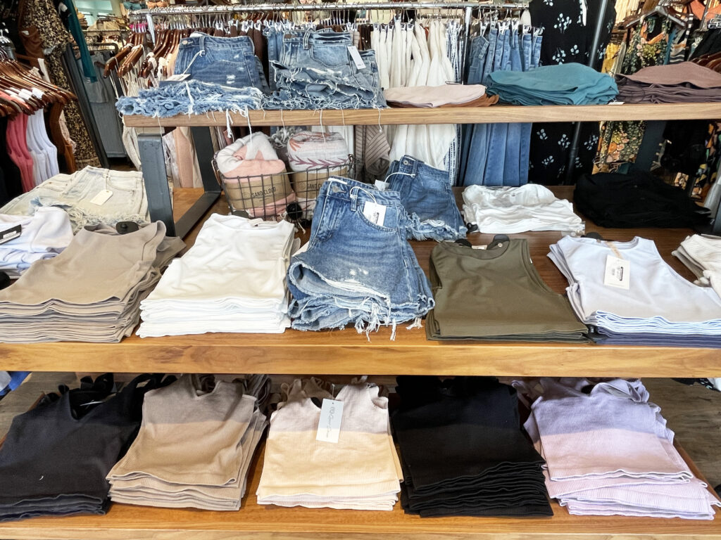 Tanks are fast movers and denim shorts do well at Quiet Storm Fort Lauderdale. Photo by SES. 