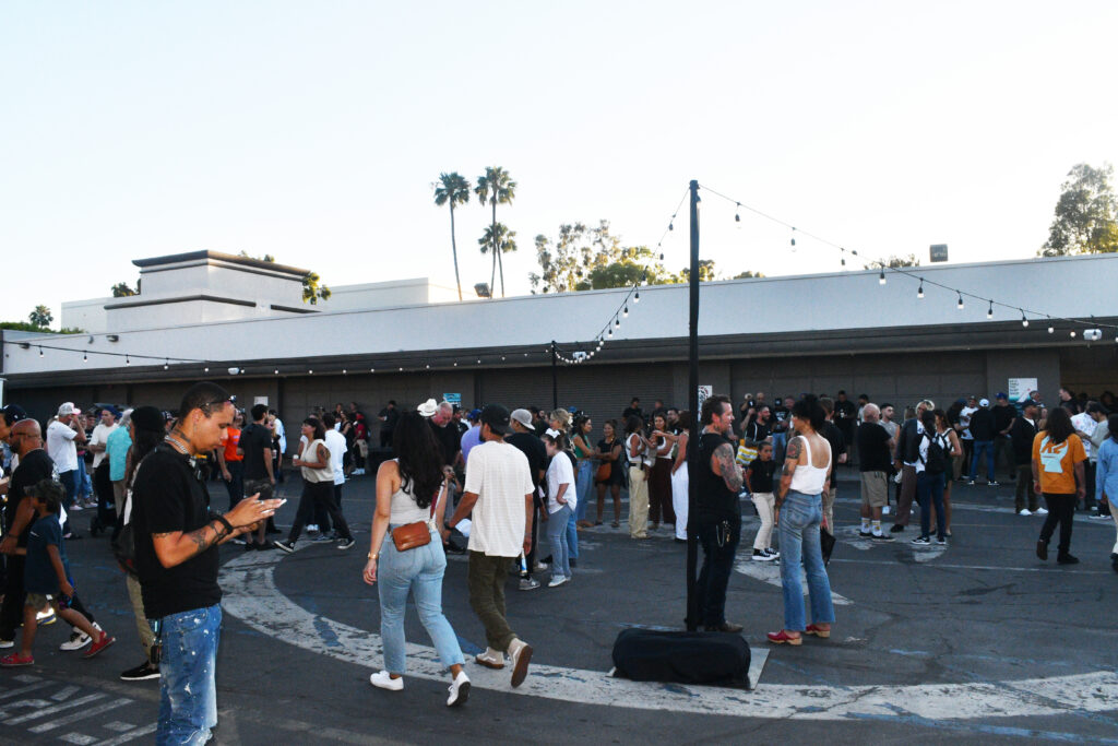 Guests in an outdoor area during the opening reception July 21. Photo by SES. 