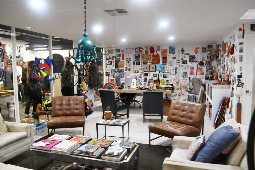 An exhibition installation that looks similar to Pat Tenore's office at RVCA. Photo by SES. 