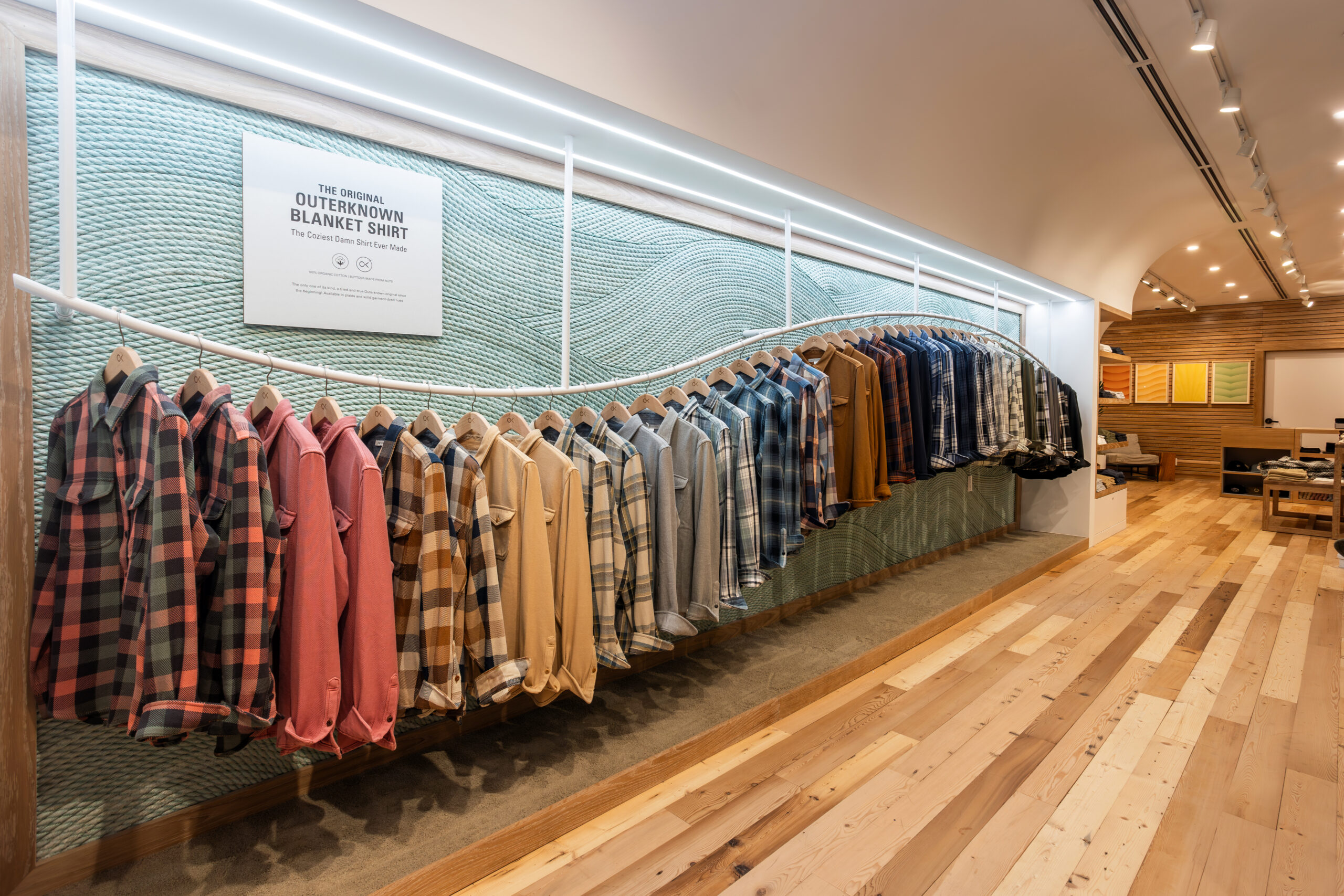 Marin Rendering Outerknown Blanket Shirt and reclaimed maritime rope art installations by environmental scientist and artist Ethan Estess.
