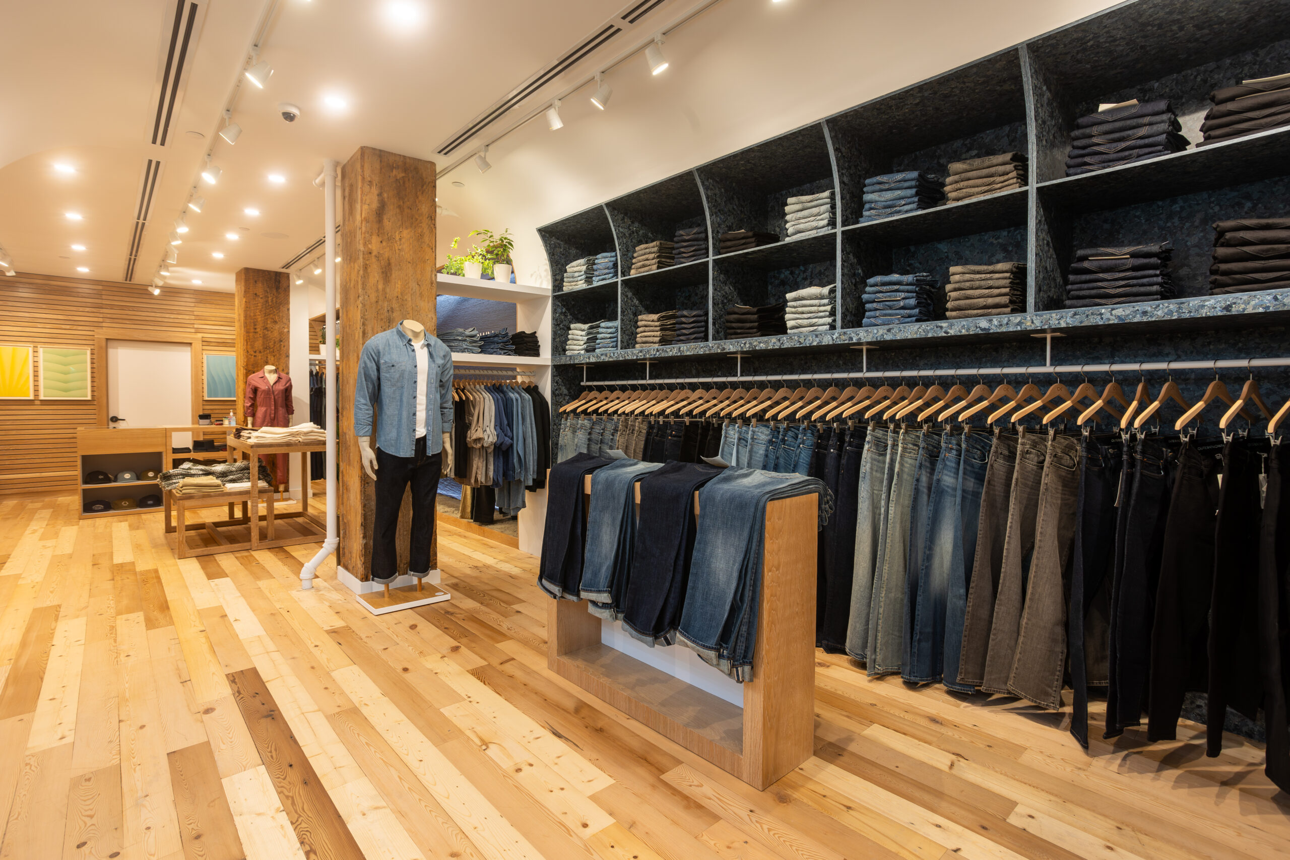 Outerknown Retail Expansion S.E.A. Denim The Outerknown S.E.A. denim wall in Soho.