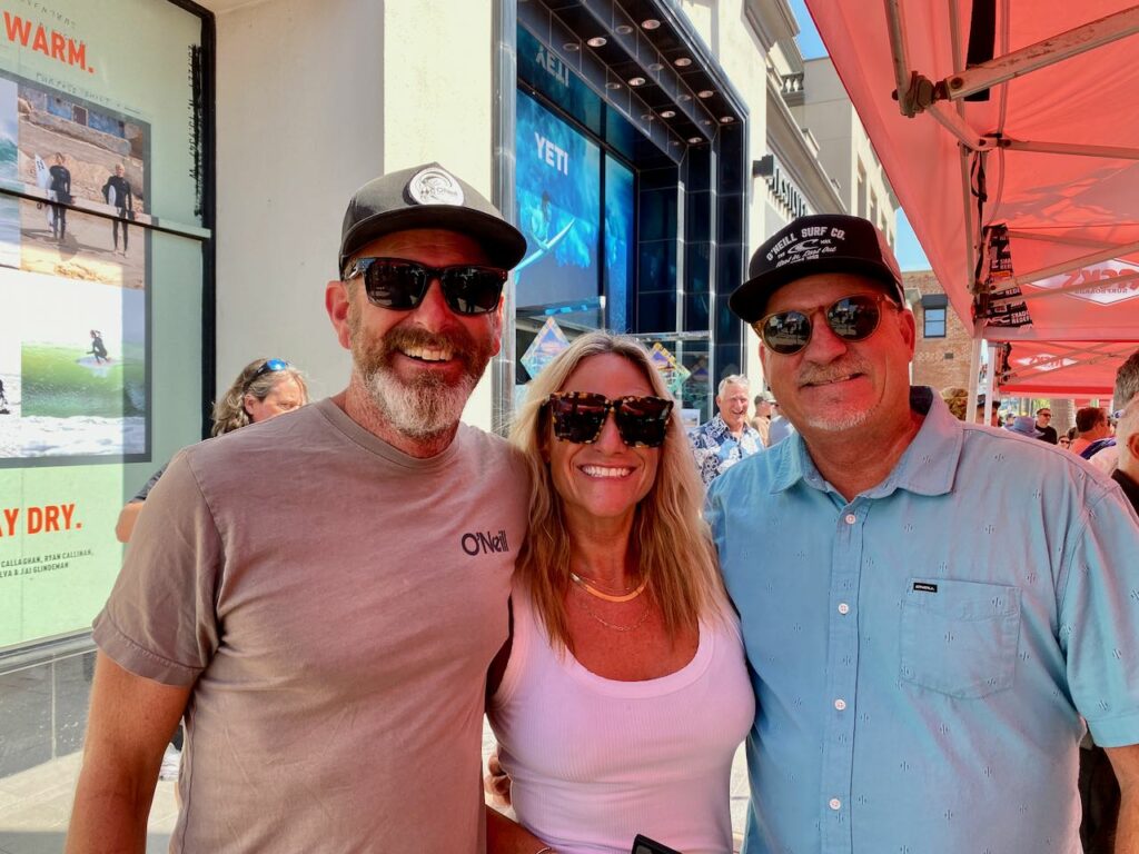 Garth Tarlow, Carrie Piccolini, and Paul Harvey of O'Neill. Photo by SES.