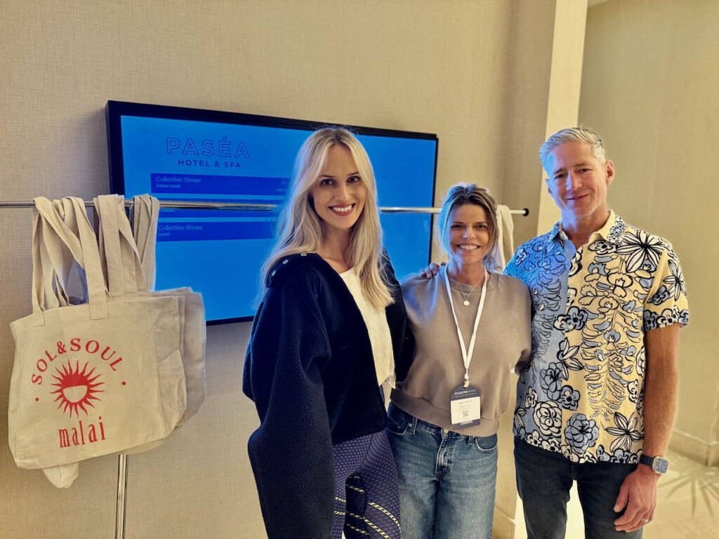 Collective Show Director Devon Ranger with Tandi South and Matt Brown of Malai. Malai provided branded bags to attendees. Photo by SESO.
