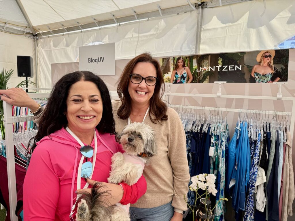 Traci O'Neil and Corina Biton of BloqUV, which offers sun protection for men's, women's, kids' and dogs. Photo by SESO.