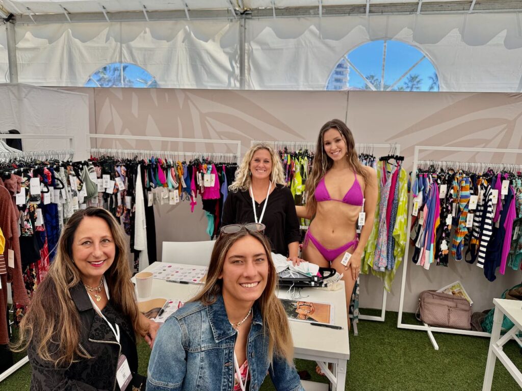 Front row: Coco and Annabelle Tihanyi of Surf Diva in La Jolla. Back row: Siri Cota of Body Glove, Skye and Eidon with model. Photo by SESO.
